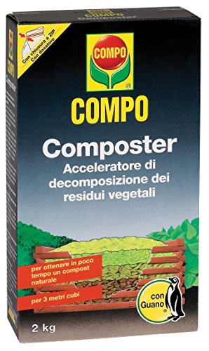 COMPO ITALIA COMPO COMPOSTER KG. 2 acceleratore di decomposizione dei residui vegetali. In 6 - 8 settimane determina una ottimale decomposizione dei residui. Confezione da 2 kg PZ