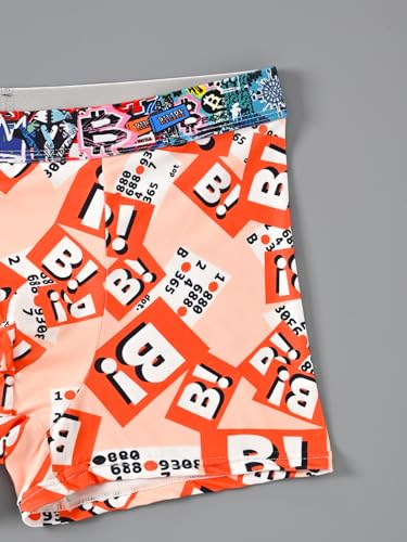 Men's Underwear Trendy Graffiti Fashion Printing Comfortable Mid-Rise Boxer Shorts 3PCS2