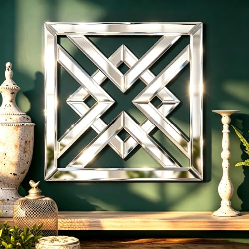QMDECOR 12x12 Beveled Geometric Mirror