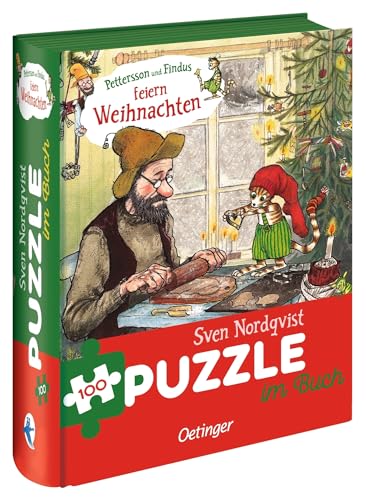 Puzzle im Buch: 100 Teile. Pettersson und Findus feiern Weihnachten