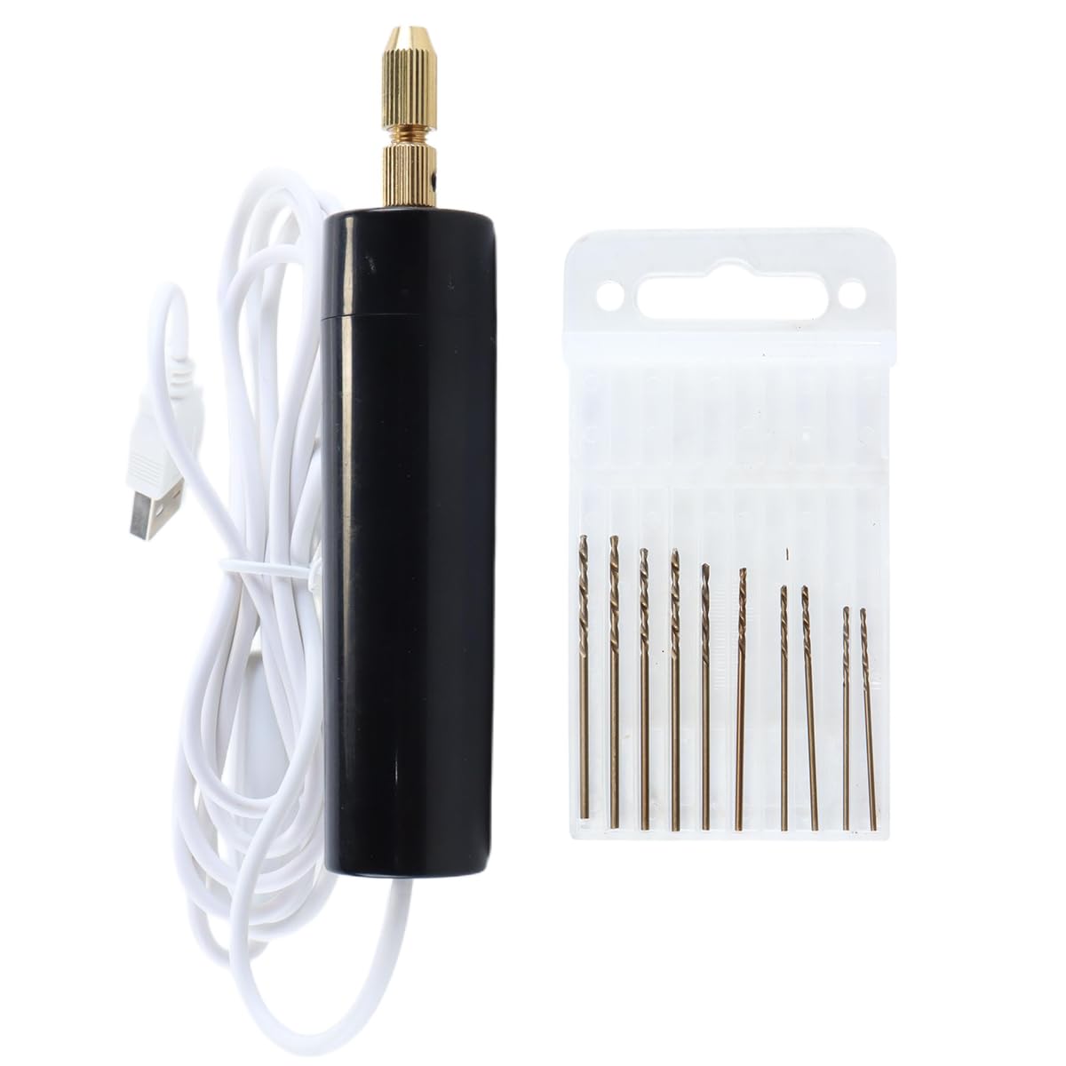 Mini Hand Drill DIY 5V Portable Electric Drill (0.7-1.2mm) with Drill Bits and Wrench for Resin, Wood and Keychains.