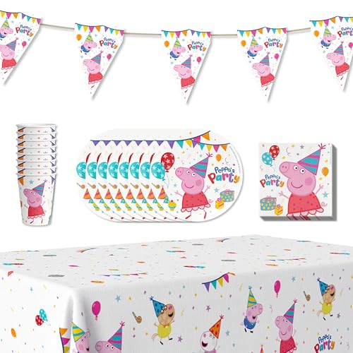Anilas Party Set Peppa Pig 38-Piece Set Plates Cups Napkins Disposable Tableware Tableware Set