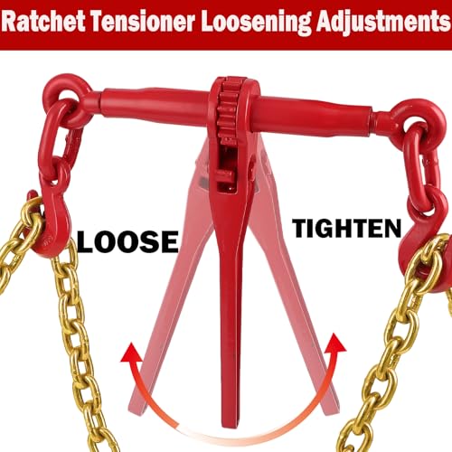 Image of GarveeTech 3 /8 inch -1 /2 inch Chain Binder, Grade 70 3 /8 inchx10ft Chains, 1 Binder and 1 Chain, Load Binder for Binder Chain with Grappling Hook, for Industrial, Agricultural, Logging, Towing Applications