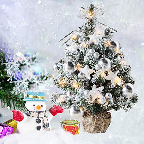Auhavor 20in Mini Snow Christmas Tree Artificial Table Small Snow Christmas Tree