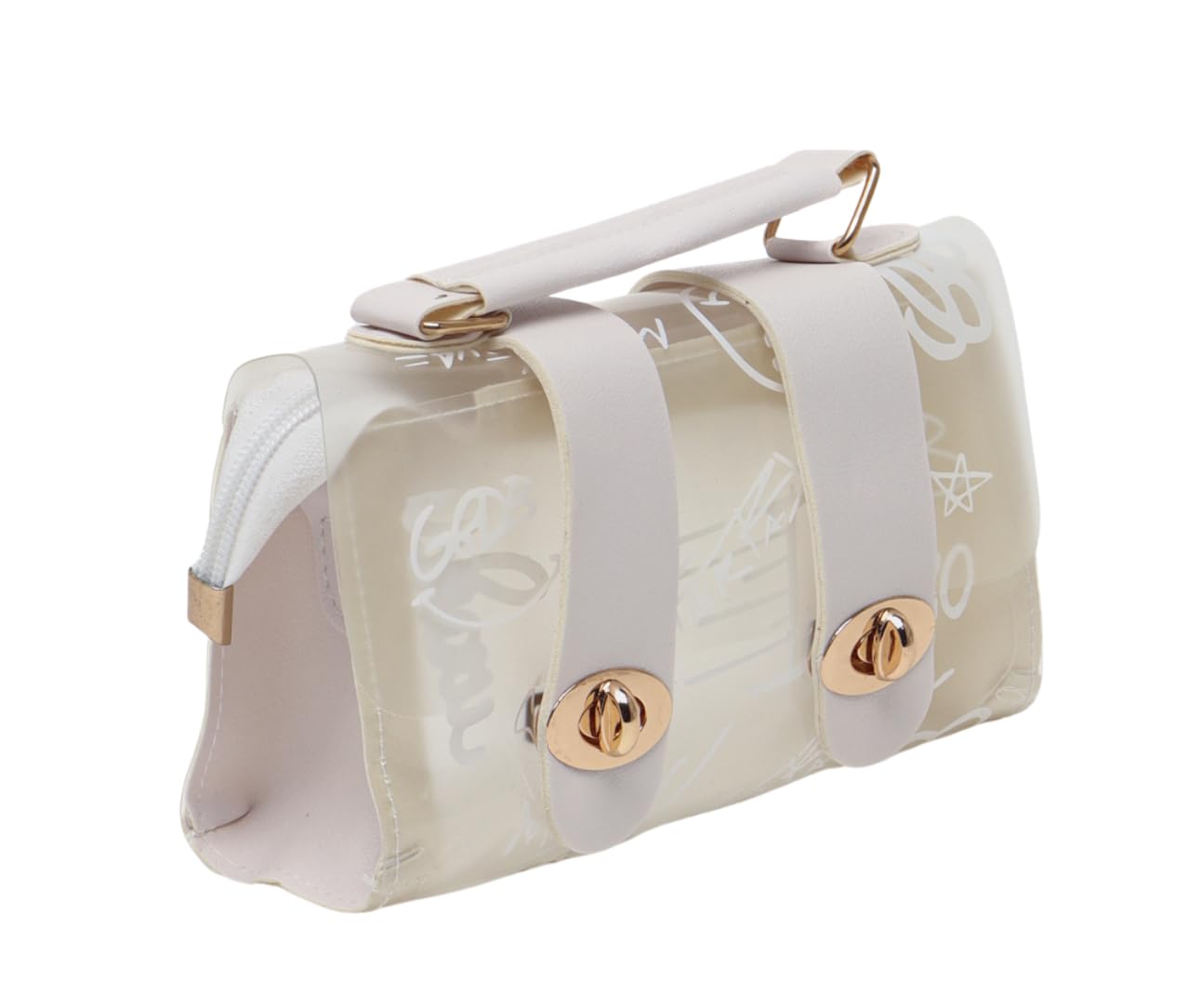 Women Clutch Bags Pvc Transparent-Cosmetic Pouch Bag-Ladies Fashion Mini Crossbody Hand Bags-Summer Jelly Bag-New Casual Hand-held Graffiti Women's Shoulder Bag