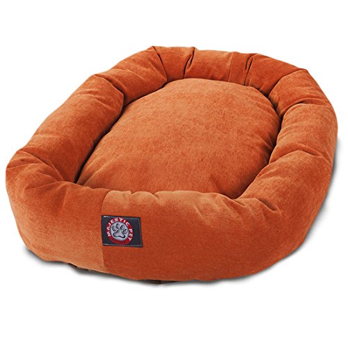 Image of Majestic Pet Villa 52 Inch Shredded Memory Foam Dog Bed for X-Large Sized Dog 52x35x11 Inch-Orthopedic Pet Bed with Removable Washable Cover-Washable X-Large Puppy Mat with Head Support-Orange