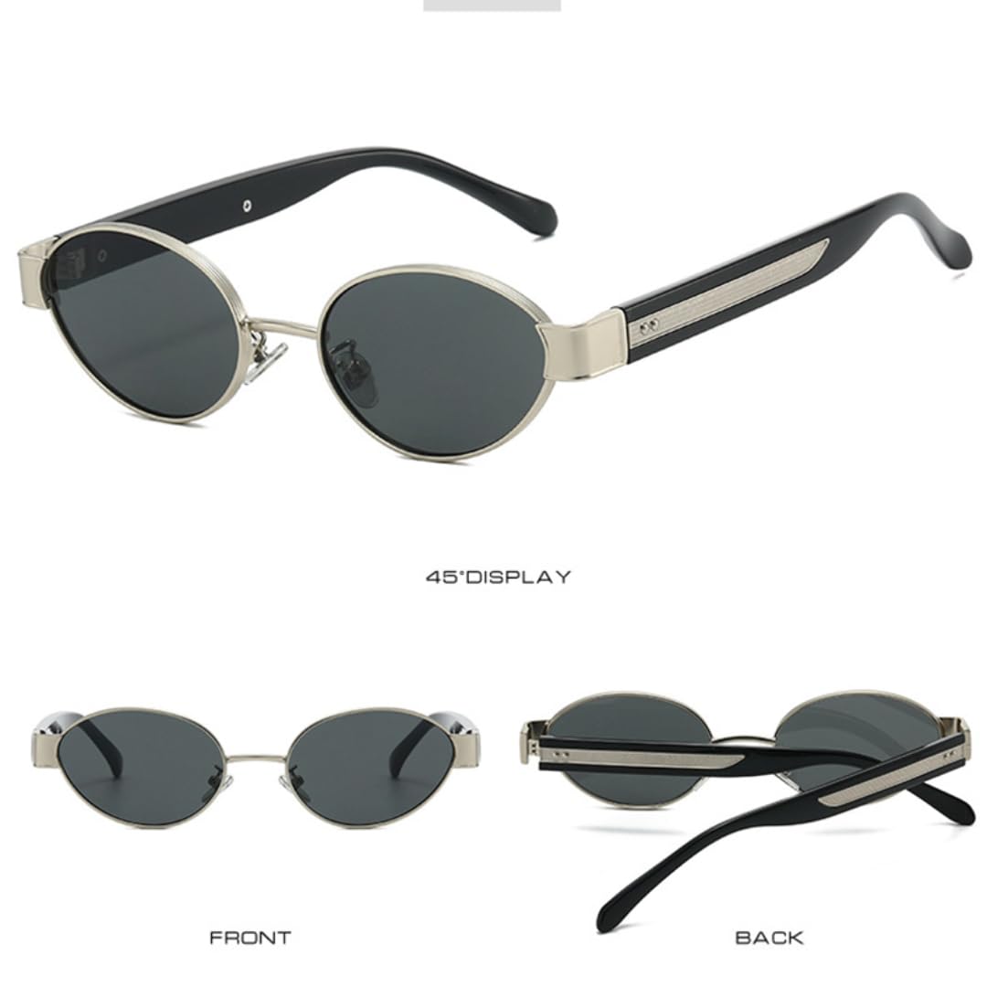 Occhiali da sole di lusso da donna con rivetti in metallo stile retrò, occhiali punk alla moda con protezione UV400, occhiali da sole sfumati da uomo