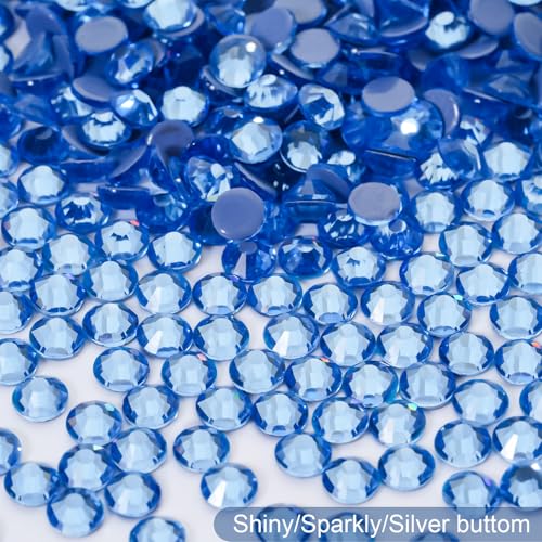 Image of Hotfix Rhinestones Bulk, 14400PCS Light Blue Hot Fix Rhinestones for Clothes DIY Decoration Crafts, Light Blue, SS20, 4.6-4.8mm