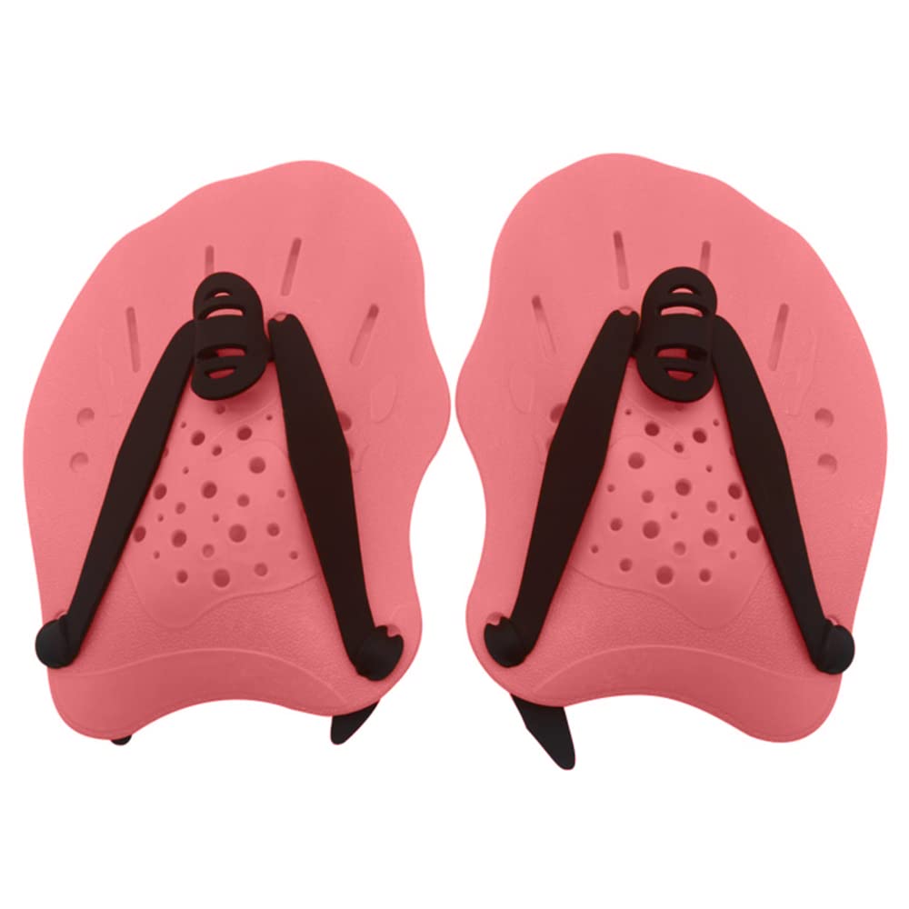 1 Pair Swimming Hand Paddles with Adjustable Strap,Swim Training Hand Paddles for Women Men Children Pink M