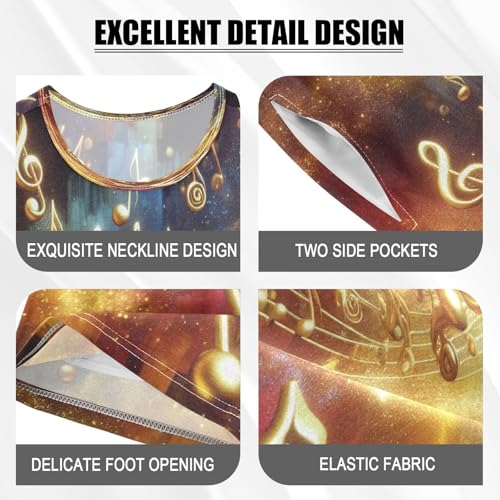 Pajama Sets Short Sleeve Golden Music Notes Soft Cotton Summer Sleepwear 2 Piece PJS Size 5-14T3