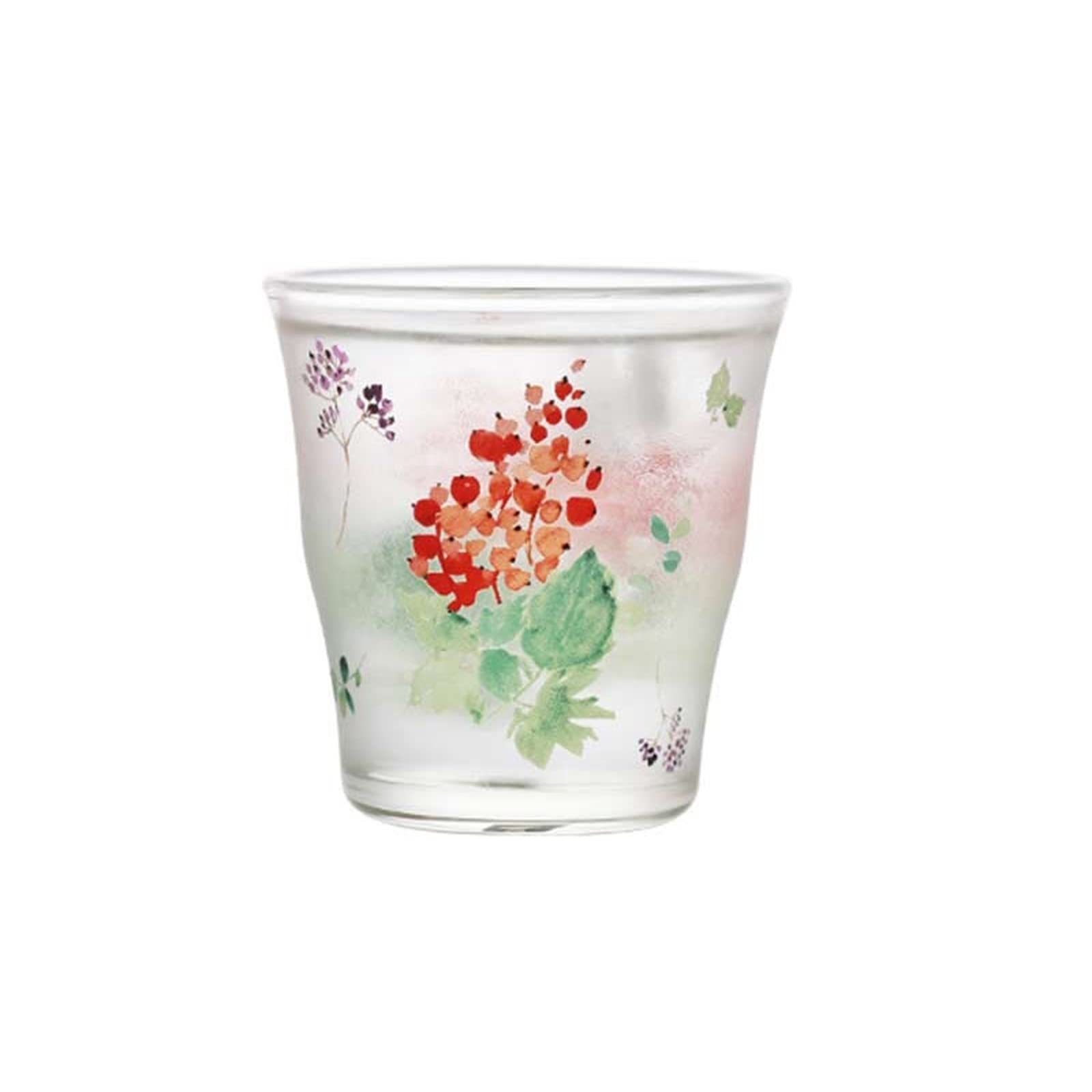 Verres à eau transparents tasses en verre imprimé fleurs pour thé café et jus 2pcs