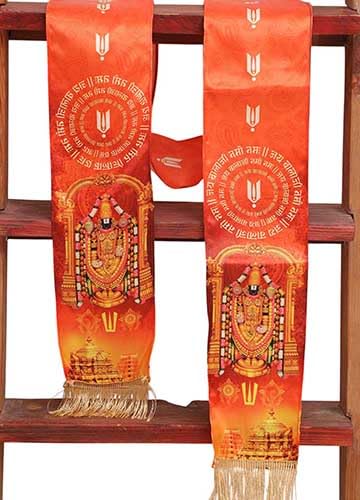Divine Stole, Patka, Shawl, Khesh, Gamcha, Dupatta – Tirupati Balaji Stoles || Satin Silk Cloth Print Unisex God Printed Scarf For Spiritual Wear (With Handcrafted Lace)-image-36