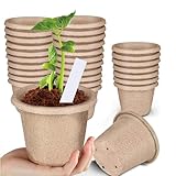 Richaa 30 Stück Anzuchttöpfe, 11CM Papier Zellulose Pflanztöpfe, Anzuchttopf für Pflanzen mit 20 Stück Pflanzenstecker, Setzlinge Anzucht Töpfe