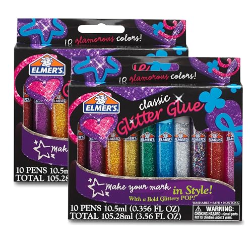 Elmers Washable Glitter Glue Pens Classic Rainbow Colors Great for Making Arts Crafts Slime Squishies 20 Count