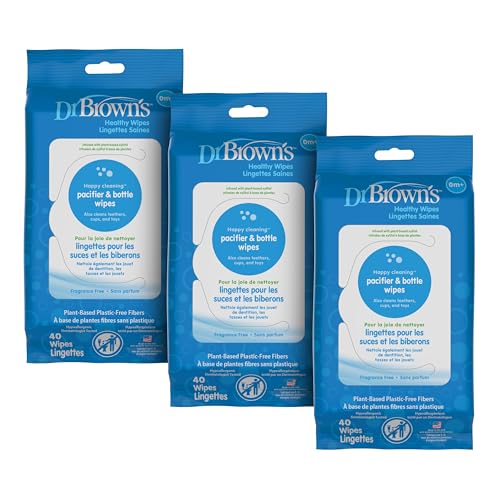 Dr. Brown’s Bottle and Pacifier Healthy Wipes, Naturally Cleaning for Bottles and Baby Items, 40 Count, 3 Pack Dr. Brown’s Bottle and Pacifier Healthy Wipes, Naturally Cleaning for Bottles and Baby Items, 40 Count, 3 Pack