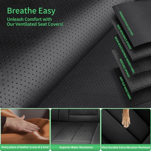 Image of Fit Impreza Car Seat Covers for Subaru Impreza 2004-2024 2025 2026-Upgraded Premium Waterproof & Breathable Leather,Airbag Compatible,All-Weather Seat Cushion Protector,2 Front /Black-Grey