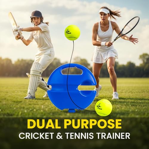 Image of PULSEIT PulseITStrokeX Tennis Trainer Rebound Ball Set | Solo Tennis Practice Trainer with Elastic Rebound String & Heavy Stable Base | Self Training Equipment for Kids & Adults (Round)