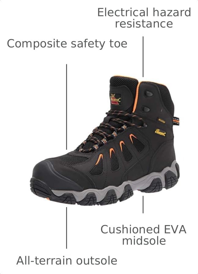 Image of Thorogood Crosstrex 6 inch Waterproof Safety Toe Hiking Boots for Men - Breathable Premium Leather and Mesh with Comfort Insole and Athletic Traction Outsole; ASTM Rated