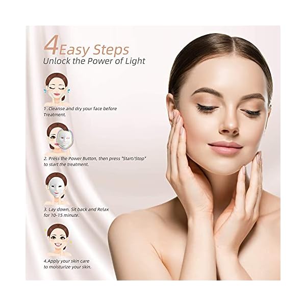 AMZGIRL LED Mask Light Therapy| 7 Color Skin Rejuvenation Therapy LED Photon Mask Light Facial Skin Care Anti Aging Skin Tightening Wrinkles Toning Mask Home Light Therapy Facial Care Mask Daily Care