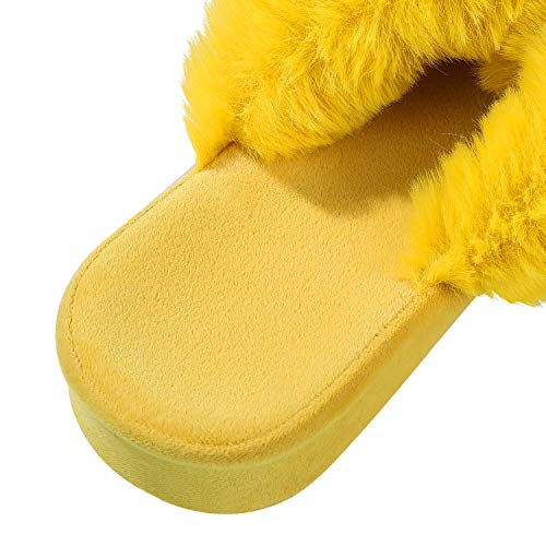 Shevalues Fuzzy House Slippers For Women Cross Band Fluffy Bedroom Slippers With Arch Support thumb #6