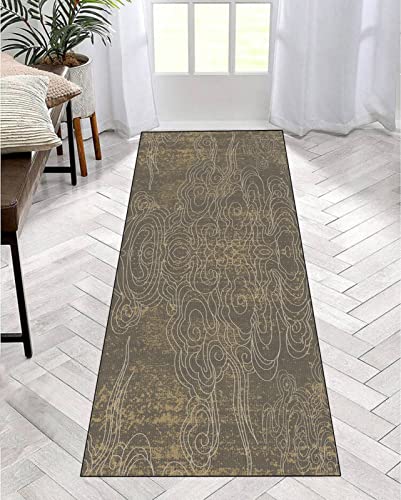 ZDYHMrj Alfombras de Pasillo de Corredor Marrón Antideslizante Moderna Lavables, Largas Alfombrillas de Cocina Dormitorio salón Balcón Ancho 40cm/ 50cm/ 60cm/ 70cm/ 80cm/ 90cm/ 100cm Cover