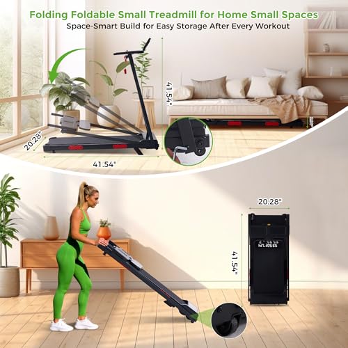 Image of Walking Pad Treadmill with Handle Bar, 3.0HP Portable Electric Treadmills for Home Exercising, 0.6-7.6MPH Mini Walking Pad Treadmill with Incline, Small Under Desk Treadmills for Home Small, 350LBS