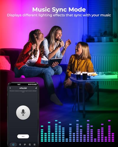 Matane Smart Ceiling Light RGB with Remote Control, 24W Dimmable LED Flush Mount Lamp Indoor Work with APP, Alexa, Google Home, 3000-6500K for Living Room, Bedroom, Kids Room, Kitchen, Round 11 inch - Image 5