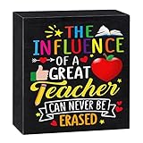 D4DREAM Teacher Appreciation Box Sign 5" Teacher Wooden Box Sign with Saying Teacher Appreciation Gi