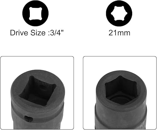 Miniatura 15 de uxcell 3/4 pulgadas de accionamiento por 1.417 in de zócalo de impacto poco profundo, acero de aleación Cr-Mo, 6 puntos, métrico