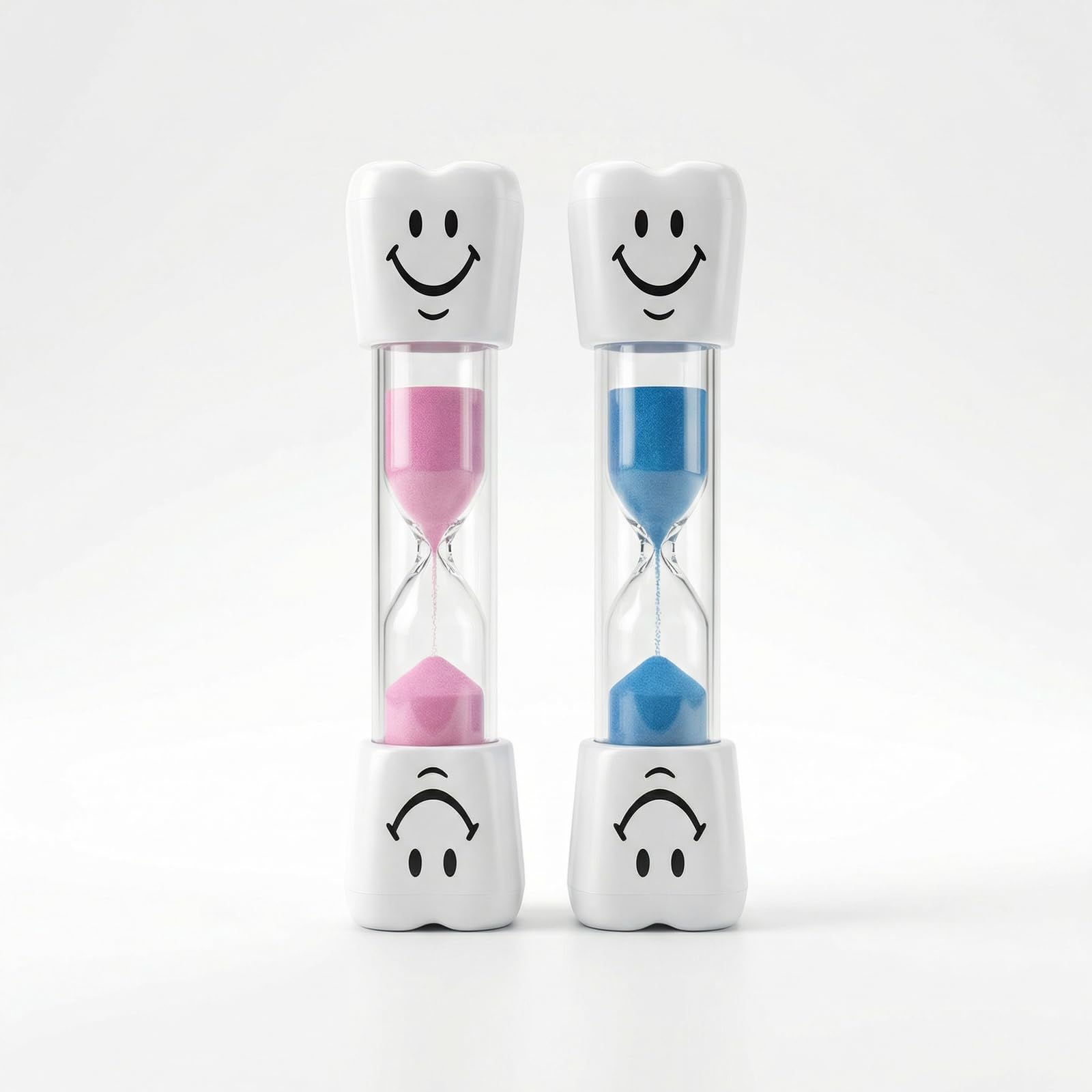 2PCS 3 Minute Toothbrush Timer for Kids - Smiley Sand Timer for Teeth Brushing - Fun Visual Hourglass Countdown Clock for Children Oral Hygiene Habits, Bathroom and Classroom Games