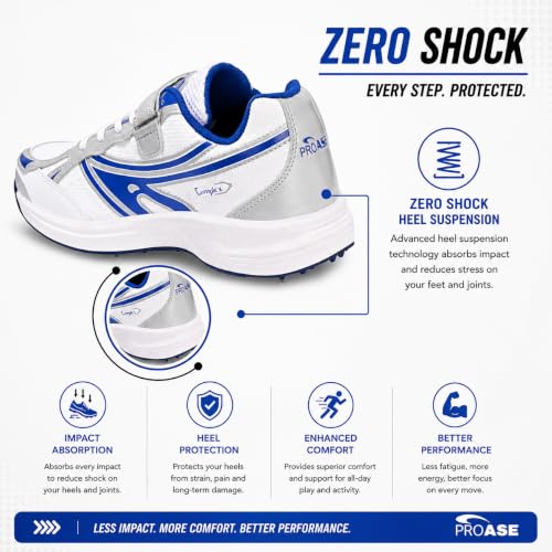 Image of Pro ASE Lightweight Cricket Shoes - Durable & Comfortable | Ideal for Turf, Ground & Hard Surfaces | Allrounder Design with Metal Spikes, Velcro & Superior Grip | White, Blue, Green, Red