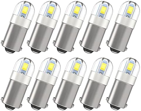 Serundo Auto BA9S Led Car Bulb BA9 1895 1891 53 57 Led Car Bulb, 2SMD 3030Chips 6000K White 47830 64111 3893 LED Car Bulb for Car Interior Dome Map License Plate Glove Box Light etc, Pack of 10pcs