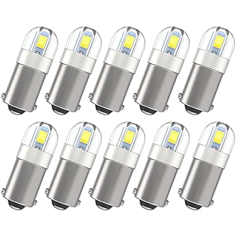 Serundo Auto BA9S Led Car Bulb BA9 1895 1891 53 57 Led Car Bulb, 2SMD 3030Chips 6000K White 47830 64111 3893 LED Car Bulb for Car Interior Dome Map License Plate Glove Box Light etc, Pack of 10pcs Cover