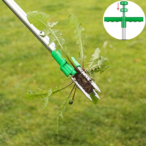 Tantrum Tow Ropes Stand Up Weeder, Manual Weed Puller Root Removal Tool with 3 Claws - Hand Weeder Gardening Tool Stainless Steel