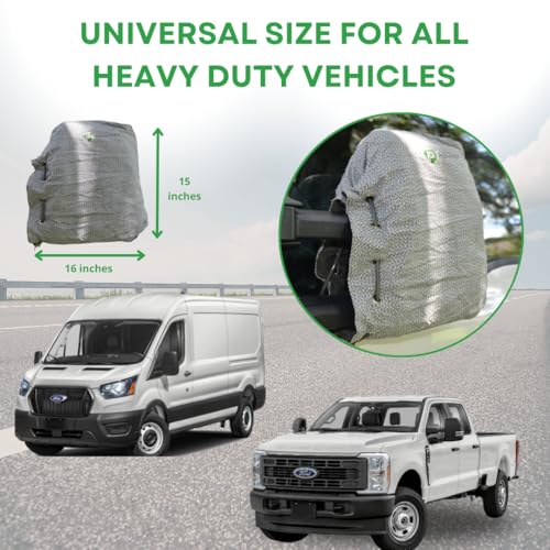 Image of HD-MirrorLock for Heavy-Duty Trucks, Vehicle Side Mirror Covers Set, Anti-Theft Lock, UHMWPE, HPPE, 304 CRES Steel Mesh, Fits Most Pickup Trucks, Protection from Ice (16 x 14 x 6 Inches)