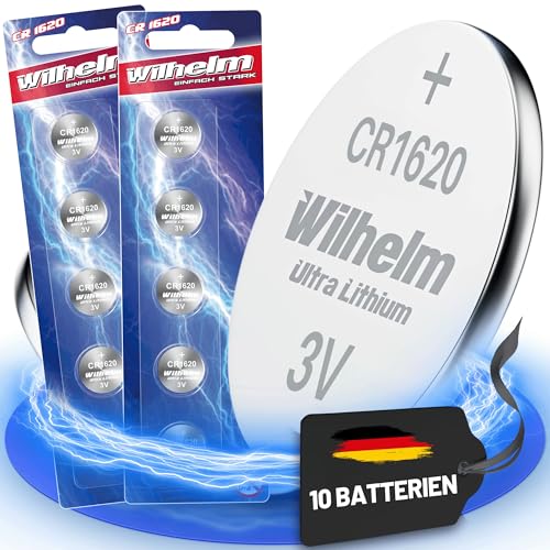10x CR1620 CR 1620 WILHELM Lithium Knopfzelle 3V 70mAh ø16x2,0mm Batterie DL1620, 6620