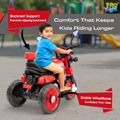 Image of PRO KIDS Cruise Rechargeable Electric Kids Bike with Bluetooth, USB, AUX, Music & LED | Ride-On Bike for Boys & Girls (1.5-4 Years) | 6V Battery Powered | Foot Accelerator