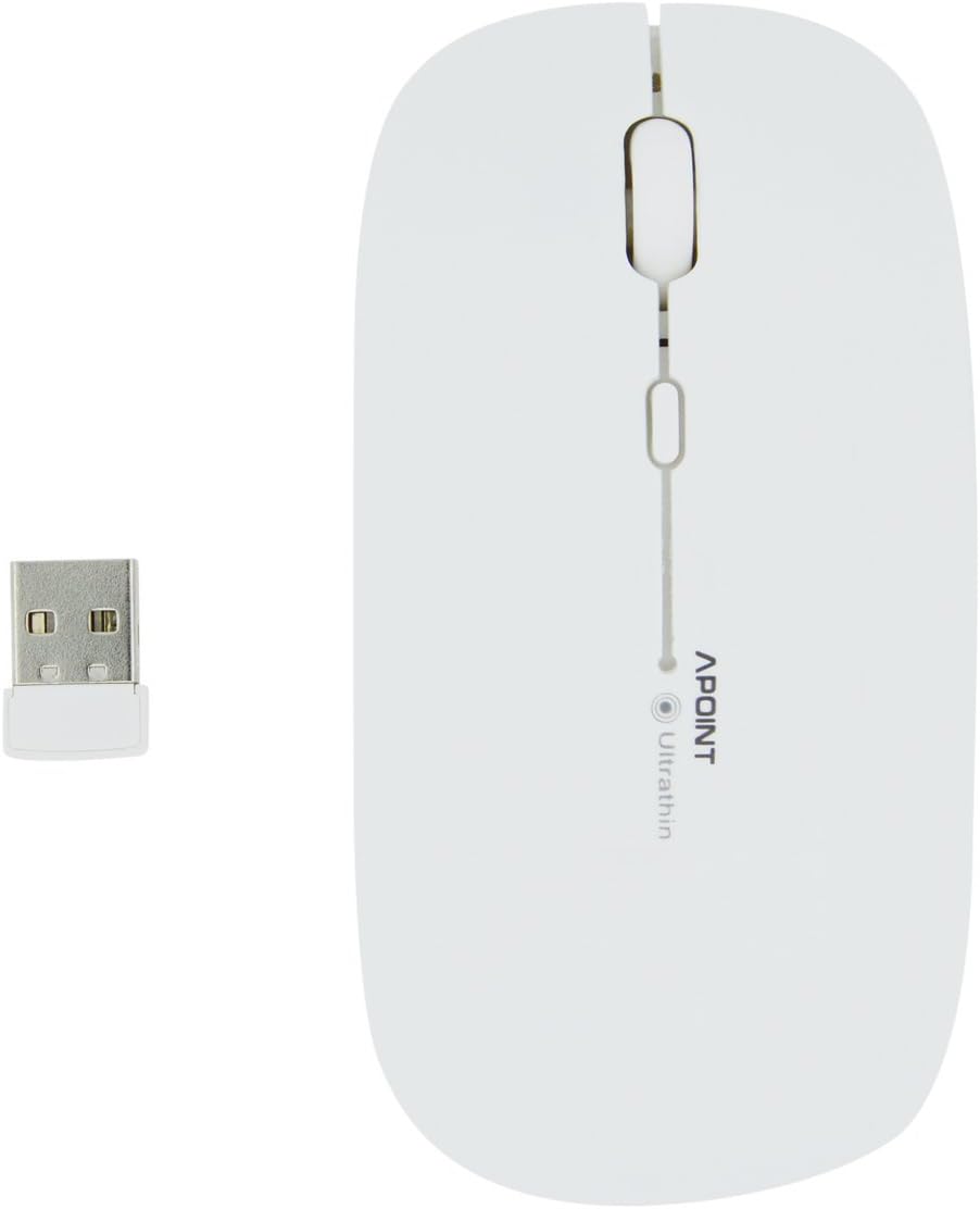 SEARCHALL T3 2.4GHz Wireless Mouse Silent Click Optical Mouse with 3 DPI Levels 4 Buttons for Windows and Mac (White)