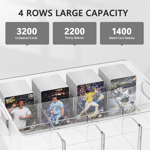 Image of Trading Card Storage Box - Clear Large Storage Organizer Holds 3200 Cards with Foam Inserts Blocks - Display Case for TCG, MTG & Sports Cards (1-Pack)