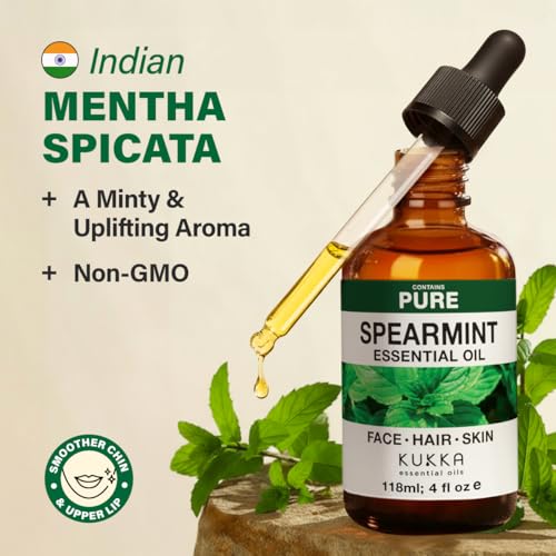 Image of 100% Pure Spearmint Oil - 4 Fl Oz Spearmint Essential Oil for Hair, Skin, Diffuser, Aromatherapy & DIY Soap Making Scent