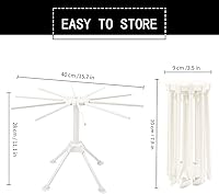 Vista 6 de Cambom Escurridor de pasta plegable - Estante de secado de fideos espaguetis con asas de 10 barras, color blanco