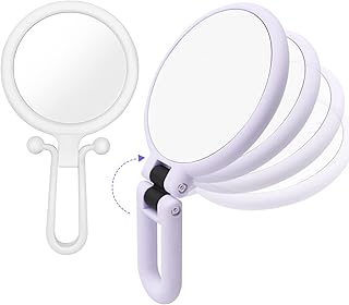 Bncxdc Magnifying Mirror, Bathroom Mirror, 2 Pieces Makeup Mirrors 5/15X Magnifying, Compact Hand Mirror 360 Rotation Double Sided, Travel Vanity Mirror Folding Portable Hanging for Dressing
