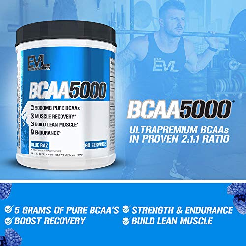 Evlution Evl Bcaas Amino Acids Powder - Bcaa Powder Post Workout Recovery Drink And Stim Free Pre Workout Energy Drink Powder - 5G Branched Chain Amino Acids Supplement For Men - Blue Raz #TOP2