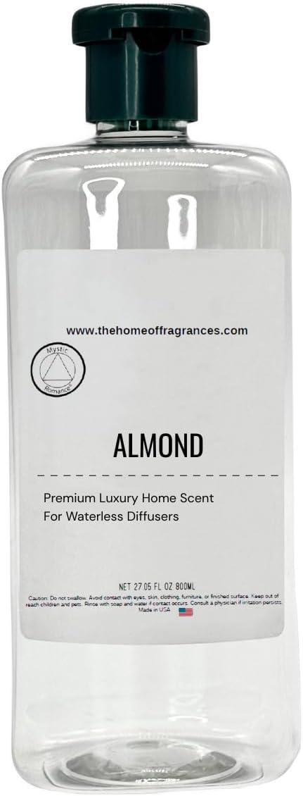 Mystic Romance Almond 800ml Aroma Oil – Hotel Collection Diffuser Oil, Waterless Diffuser, Home Air Freshener Scent, Essential Oils for Diffusers for Home, Bedroom, Car & Cold Air Machine (800ml)
