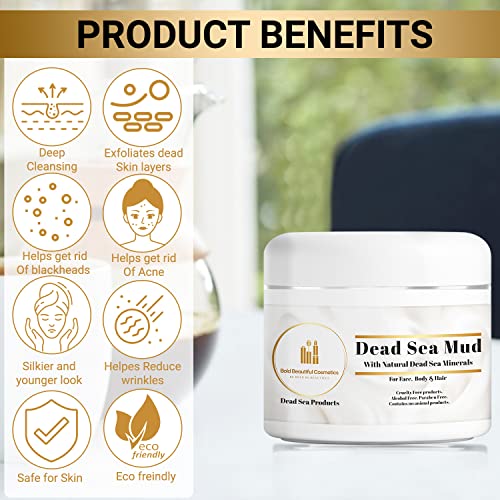 Dead Sea Mud Mask By Bold Beautiful Cosmetics For Face And Body Moisturizing Deep Cleansing Blackheads And Acne Treatment Skin Care For Women And Men 7.05 Oz #TOP2