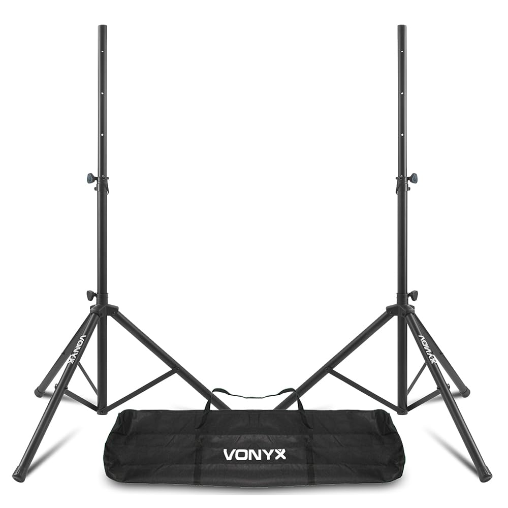 Vonyx LS01 - Pied d'Enceinte Réglable, Hauteur 110 à 175 cm - Noir, Charge Maximale 30 kg