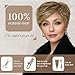 RUWISS Short Hair Toppers for Women Real Human Hair, 5x5.5 Base Pixie Cut with Bangs, Clip-In Curly Hair Pieces for Women with Thinning Hair, Brown