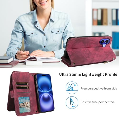 Coque antichoc iPhone 16 avec porte-carte fermeture éclair et support intégré - 7