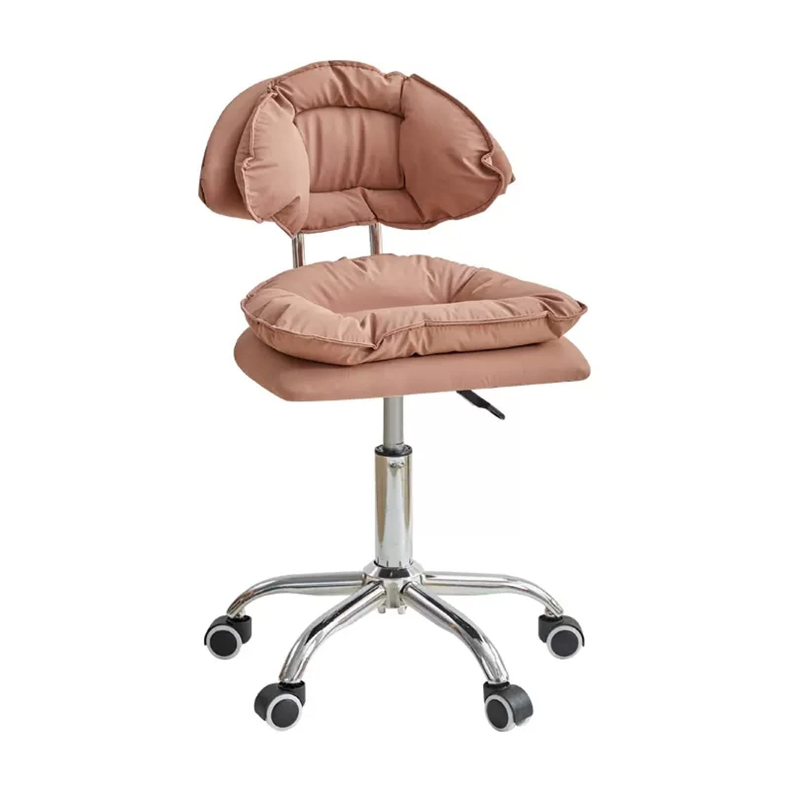 GLETSF Swivel Stool Swivel Rolling Stool Technology Cloth With High Back And Wheels,Massage Beauty Salon Spa Chair Stool,Height Adjustable Task Work Drafting Chair Wit,Orange