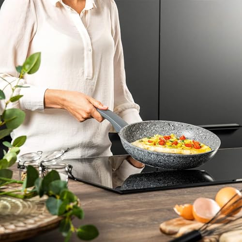Image of Westinghouse Granite Series Induction Frying Pan 24 cm Frying Pan Coated Pan Grey Granite | Suitable for Electric, Oven-Safe, Free from PFOA, Suitable for Induction, Non-Stick, Dishwasher Safe